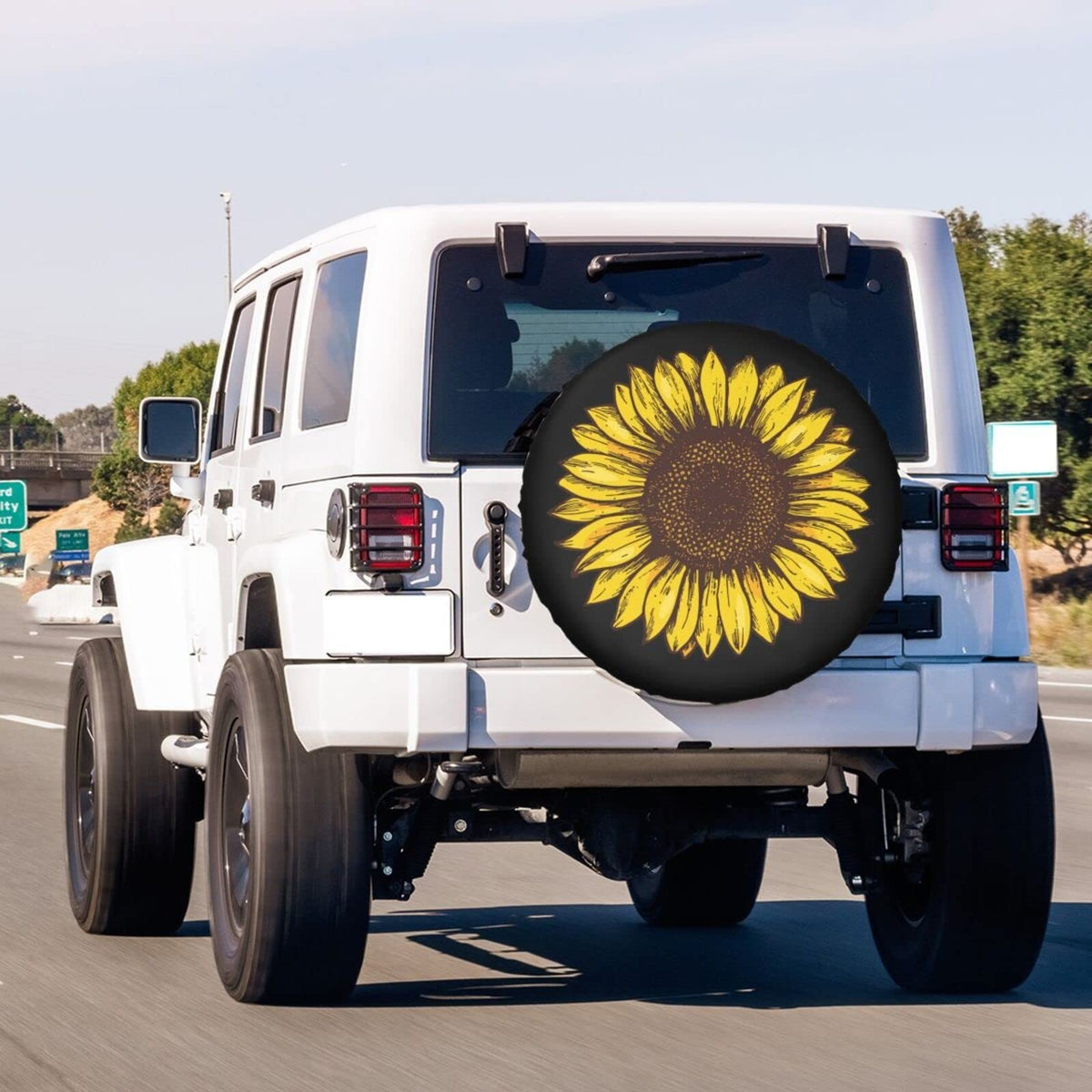 15 Inch Sunflower Spare Tire Cover Waterproof Dustproof for RV SUV Trailer