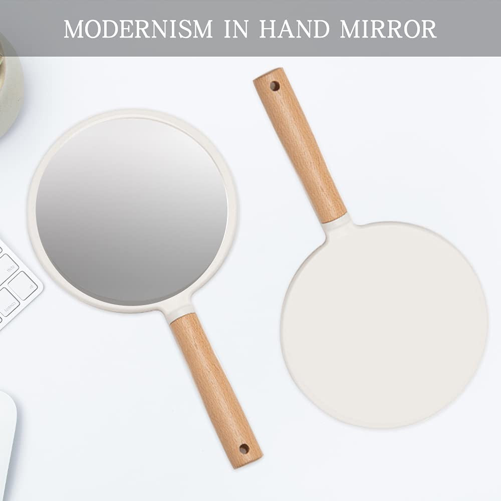 Small Wooden Handheld Mirror for Makeup - Cute Compact Cosmetic Tool