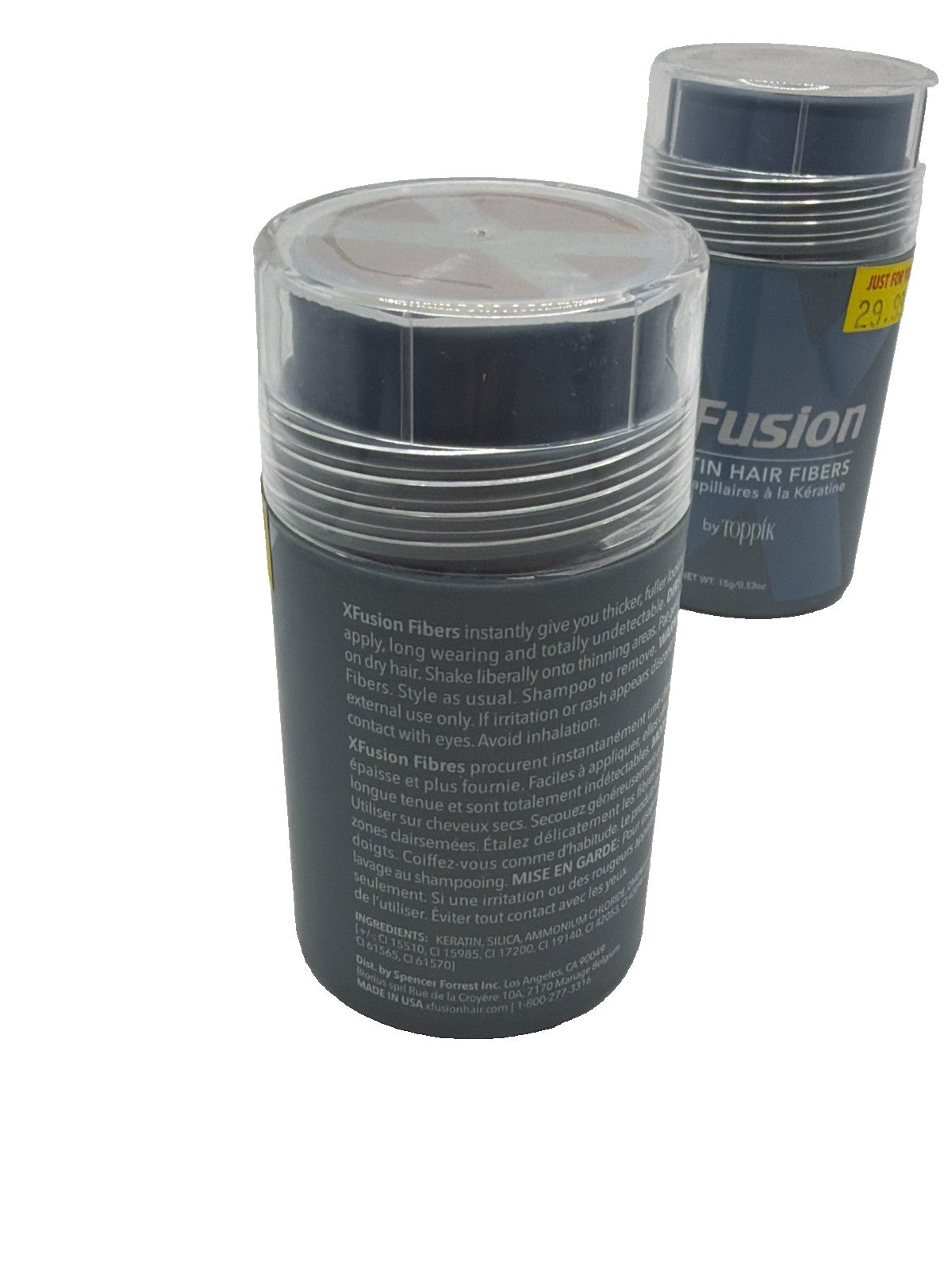 (2) XFusion by Toppik Keratin Hair Fibers 15g Concealer Auburn