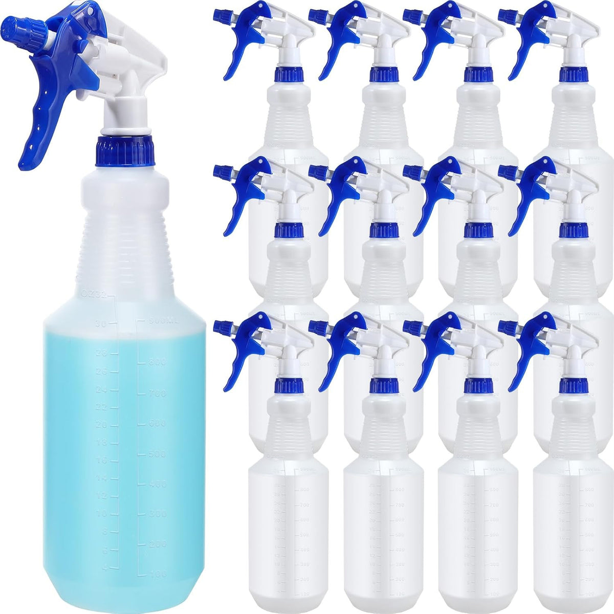 12 Pack 32 Oz Heavy Duty Leakproof Plastic Spray Bottles for Gardening Cleaning