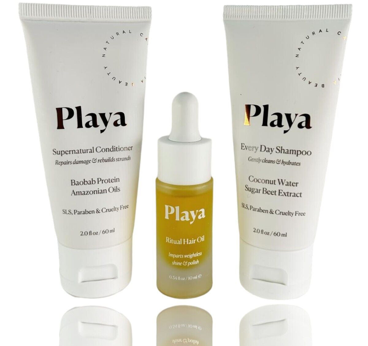 Travel Size Hair Care Set - Shampoo, Conditioner & Hair Oil for Hydration and Volume