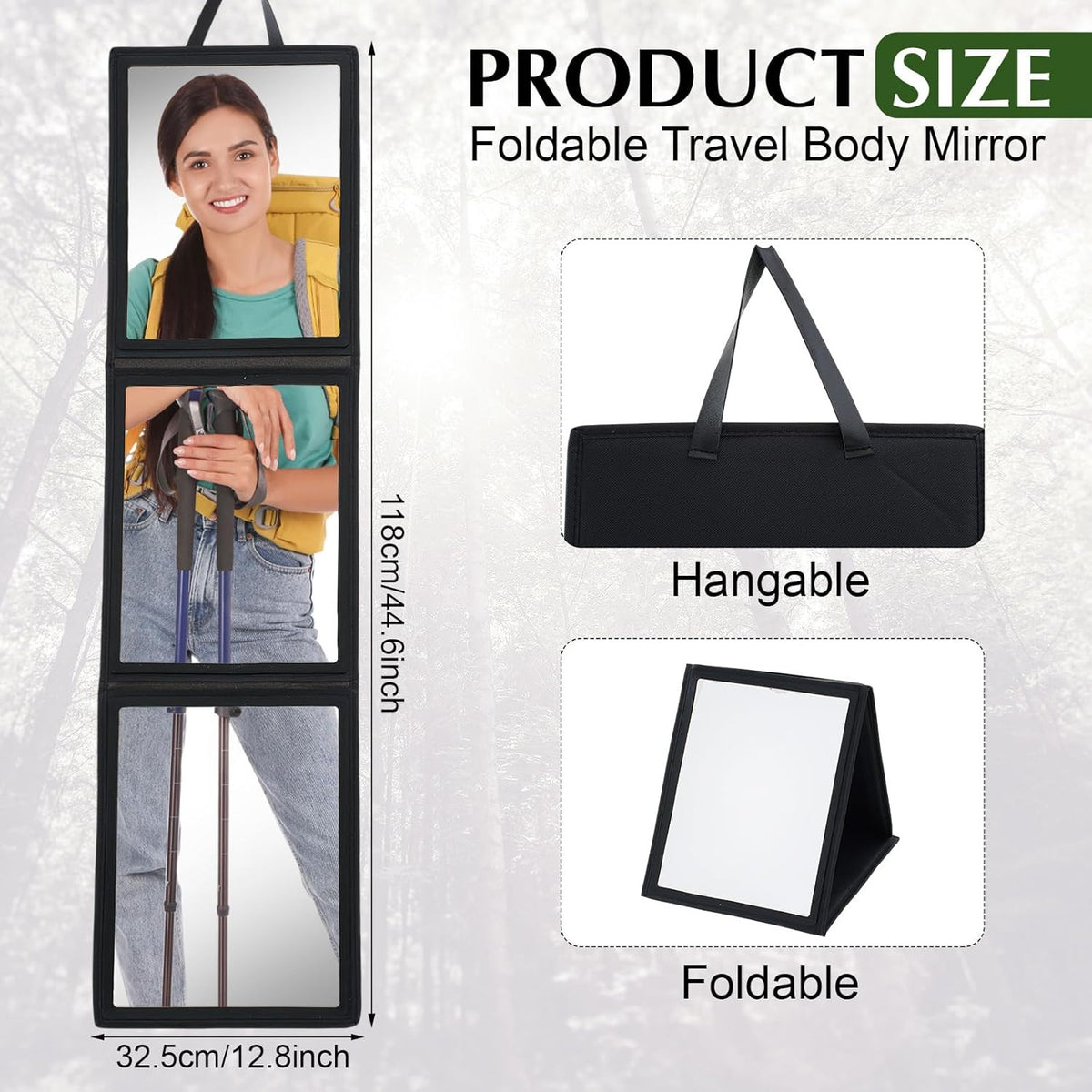 Full Length Travel Mirror - Foldable, Portable Shatterproof Full Body Mirror