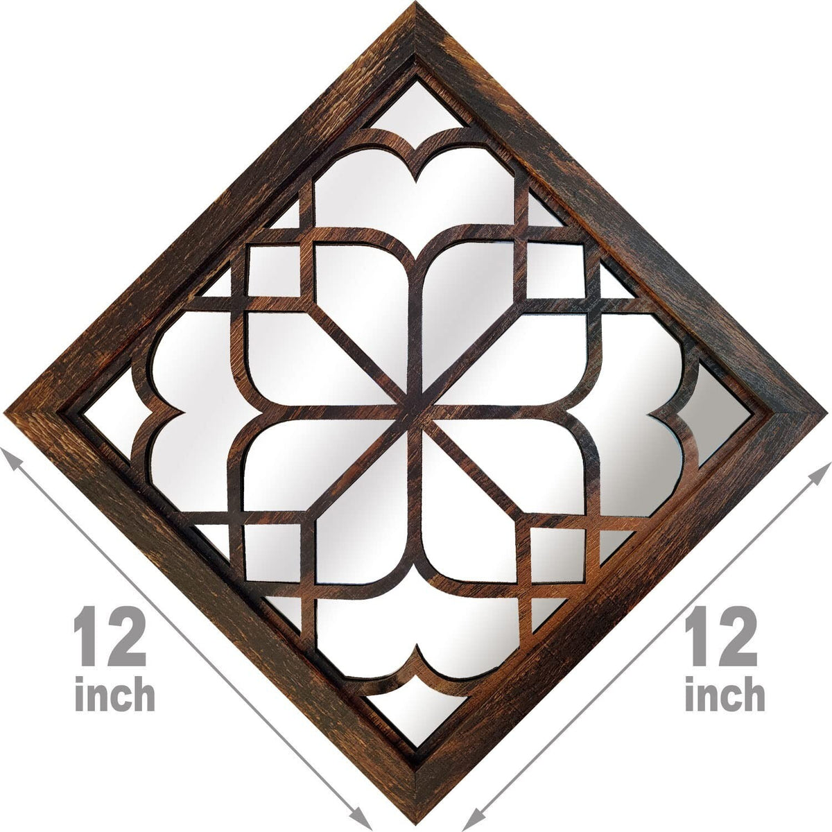 2-Pack Rustic Square Wall Mirrors, Caramel Finish for Bathroom & Living Rooms
