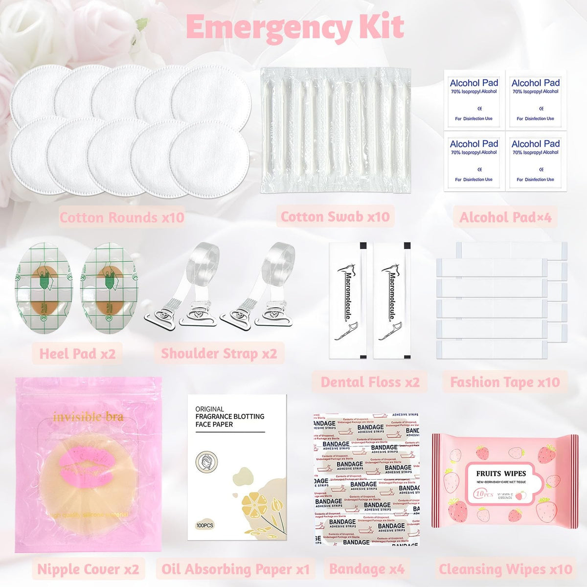 Women's Wedding Emergency Kit with Makeup, Sewing, and Hair Supplies