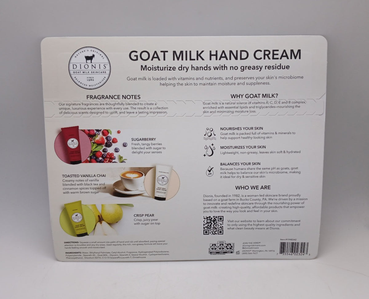 Goat Milk Hand Cream 3-Pack, 2.5oz – Sugarberry, Vanilla Chai, Crisp Pear