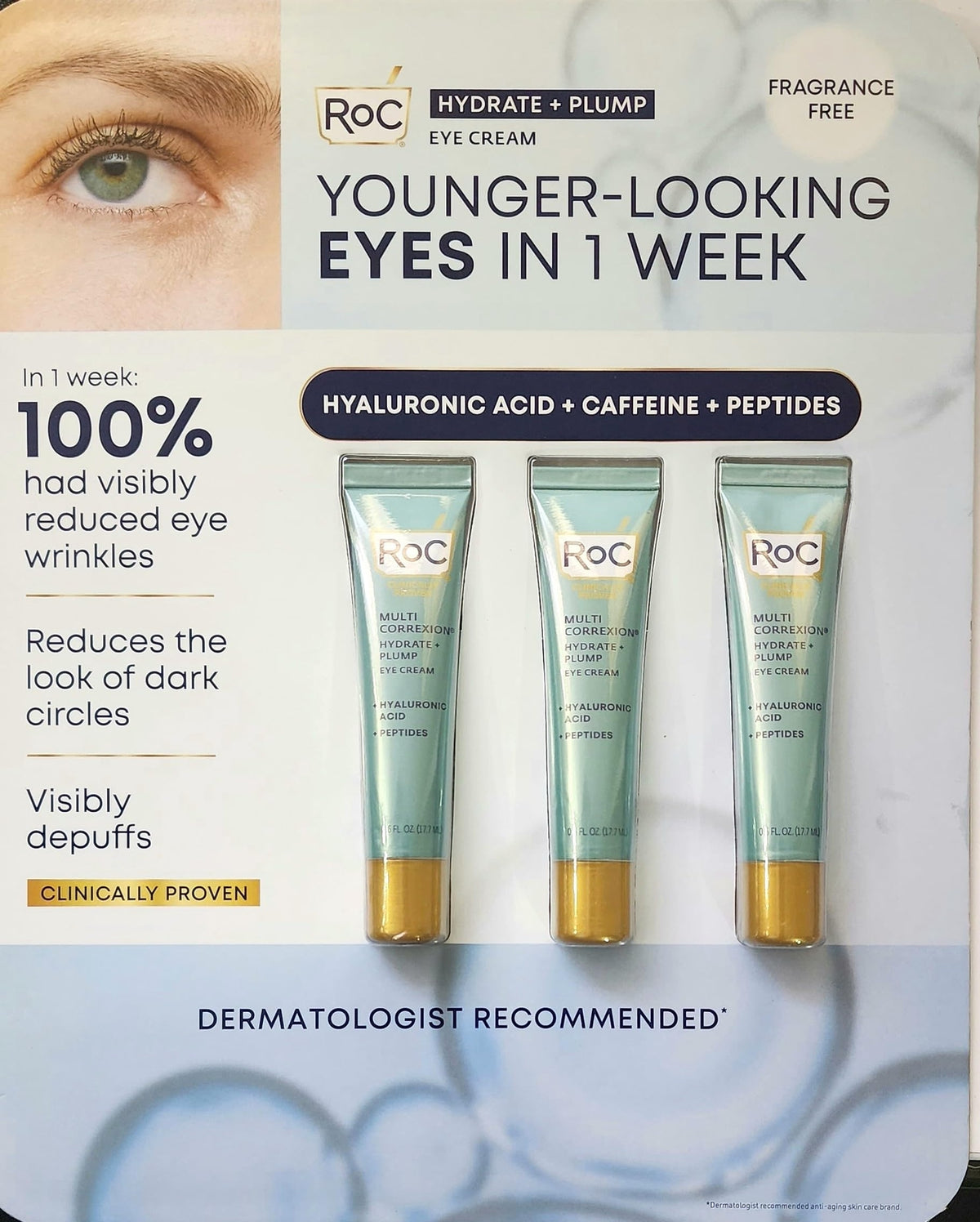 RoC Hydration and Replumping Eye Cream 0.6 oz 3-Pack - Deep Hydration & Wrinkle Rejuvenation