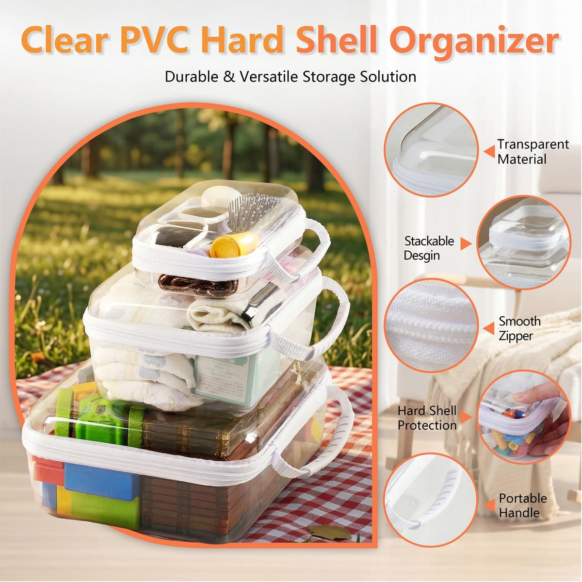 Travel Toiletry Organizer 3PCS Hard Shell Case Set, Leak-Resistant & Portable