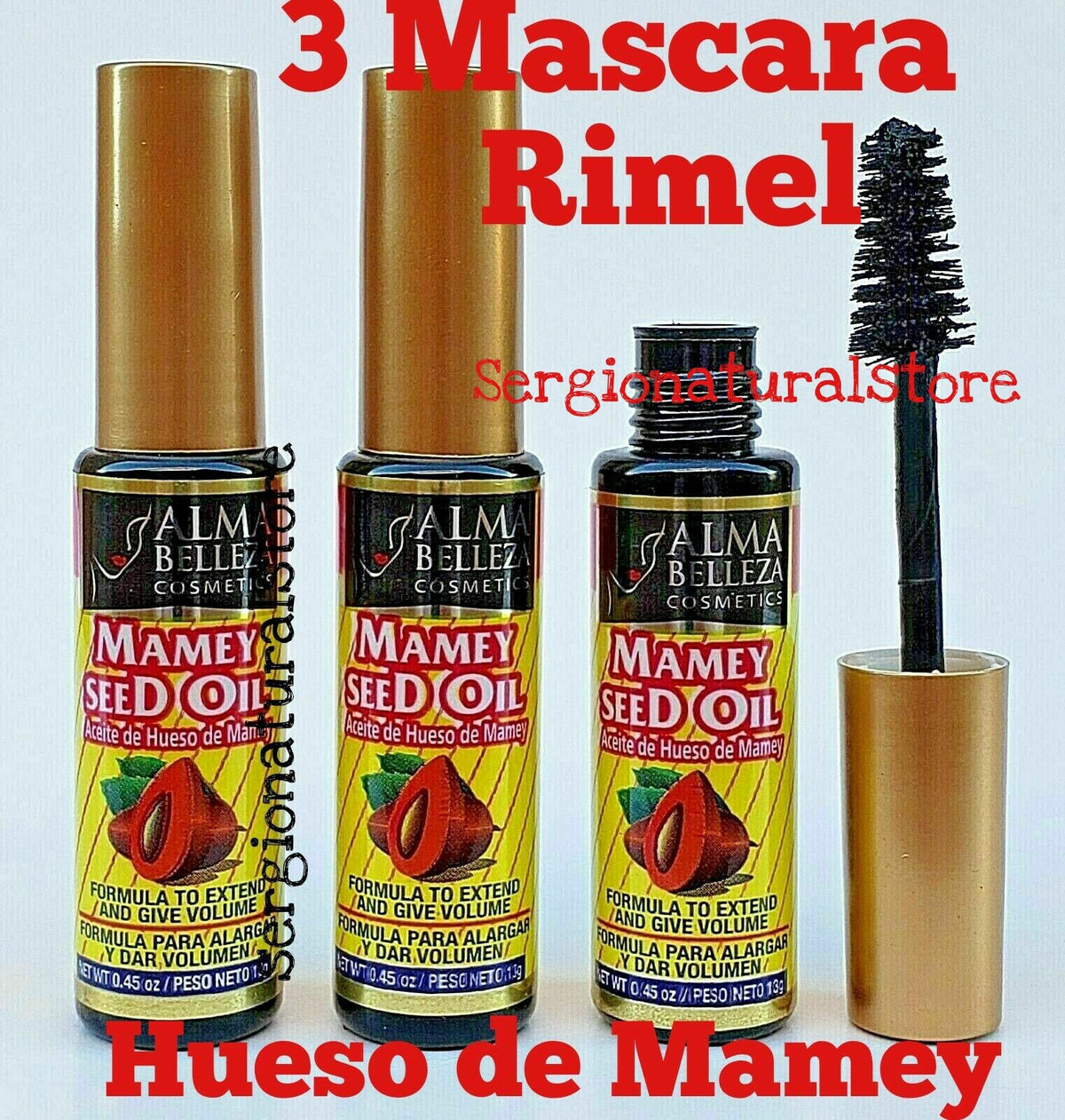 Mascara with Mamey Seed Oil - Black Eyelash Enhancer Set 3 Pack