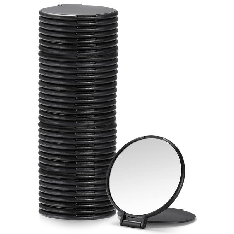 36 Pack Compact Round Makeup Mirrors for Purses and Travel - Black