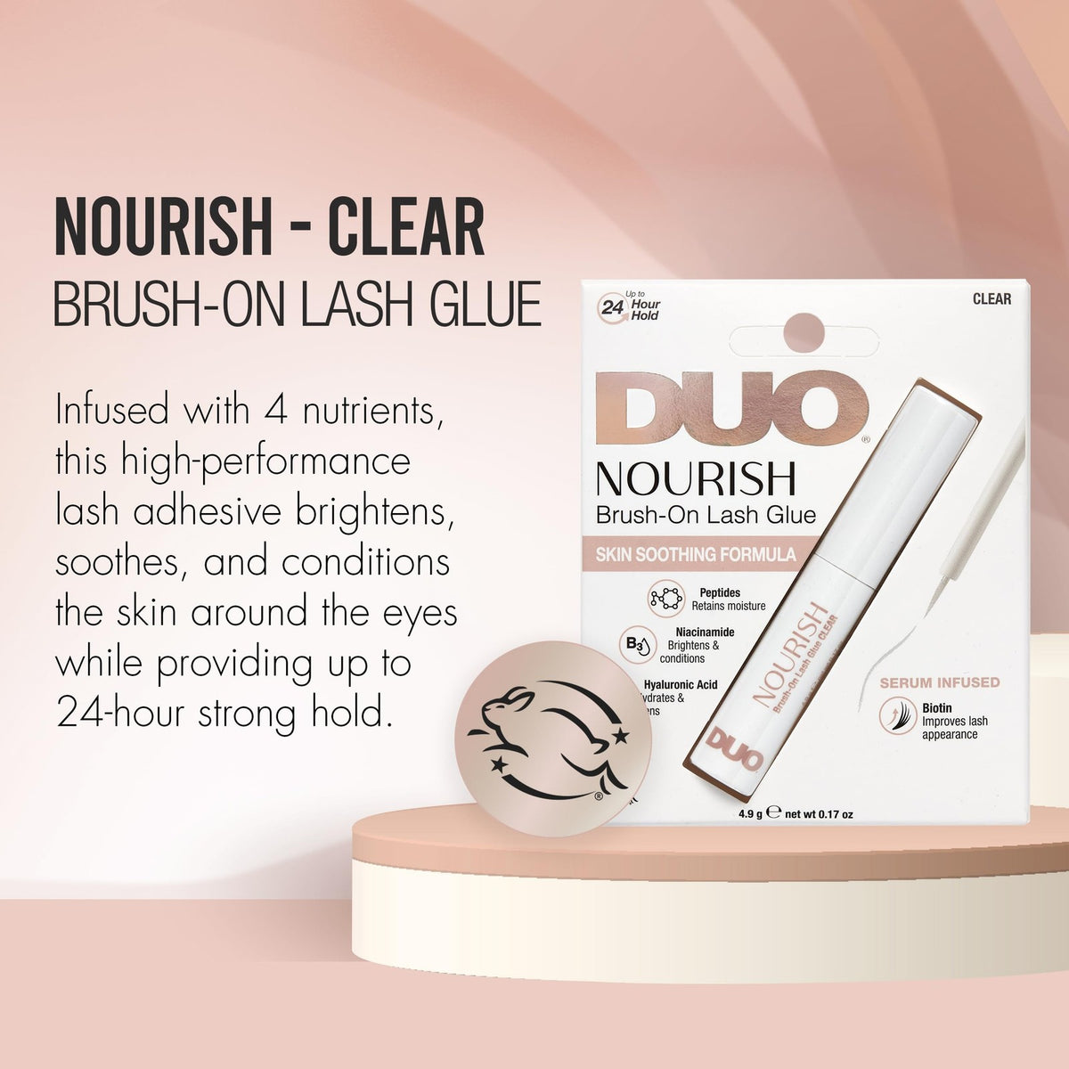 Brush-On Clear Lash Adhesive with Nourishing Formula - 24 Hr Strong Hold Eyelash Glue