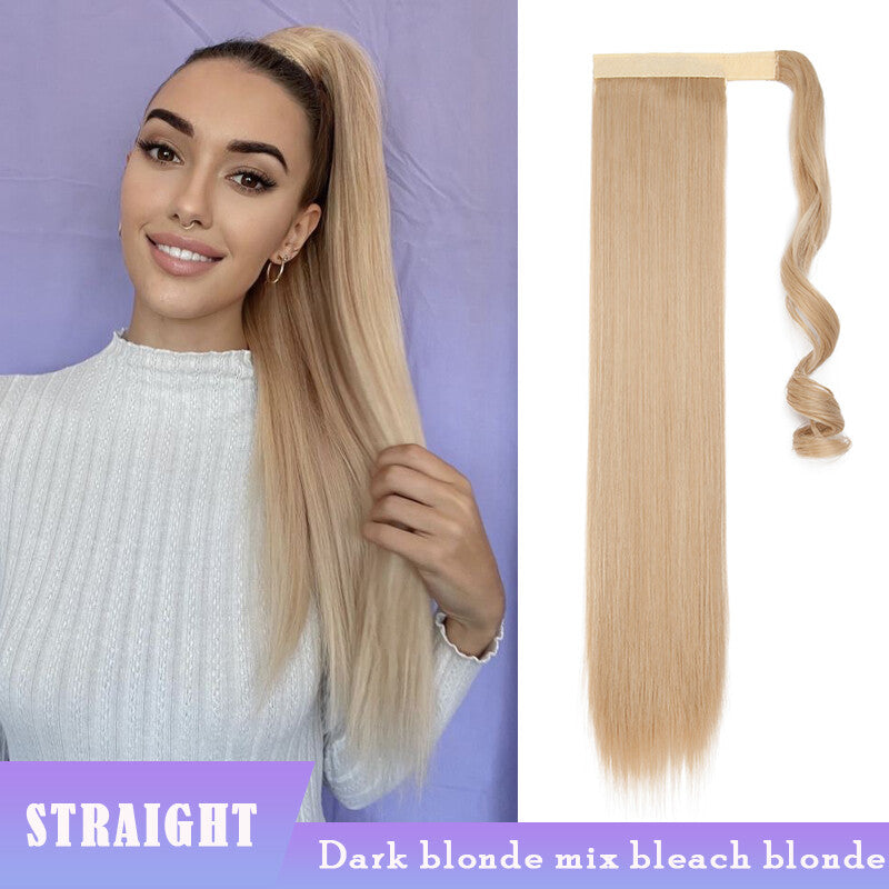 Thick Clip-In Ponytail Hair Extension - Fake Human Hair, Wavy & Straight