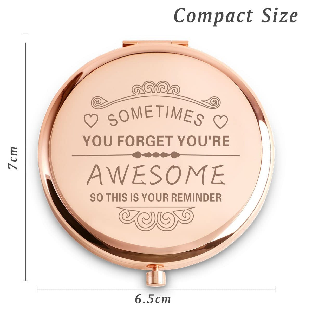 Personalized Compact Mirror - Inspirational Gift for Women & Girls - Stainless Steel, 2.5 Inch