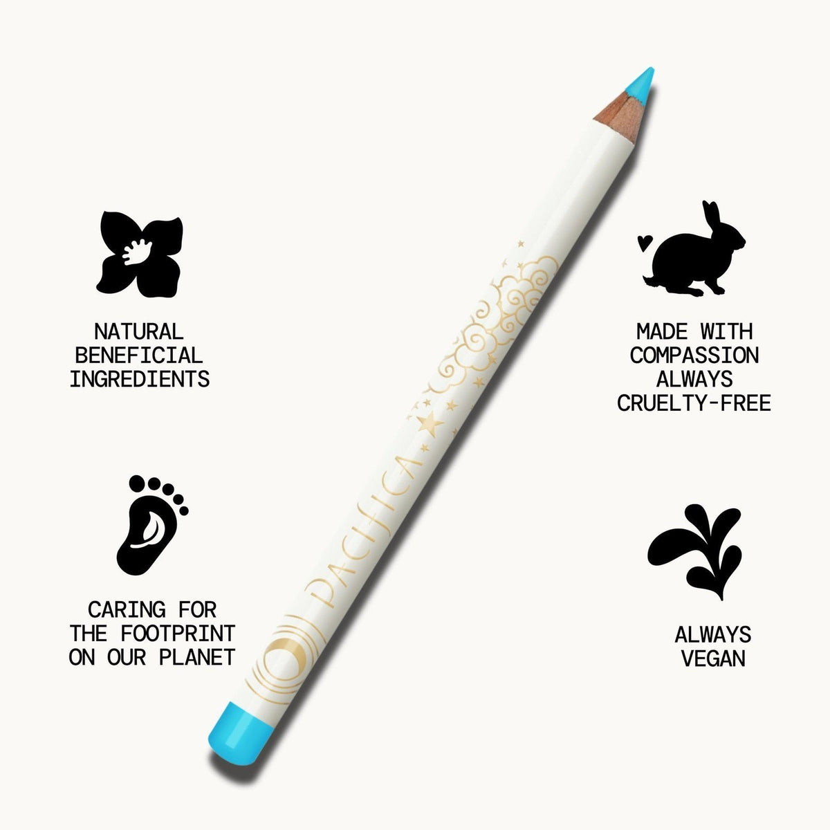 Waterproof Pastel Blue Eyeliner Pencil - Longwear, Smudge-Proof, Vegan