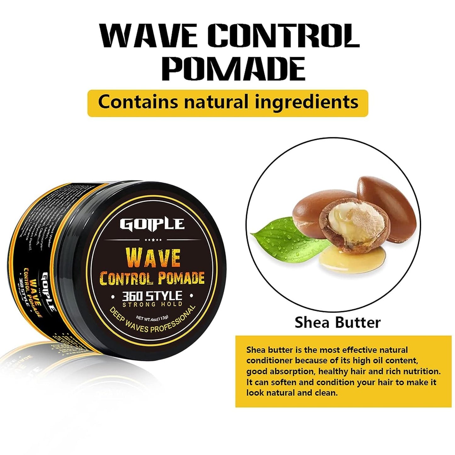 Wave Butter 360 Wave Grease for Men - Natural Styling Pomade with Shea & Beeswax