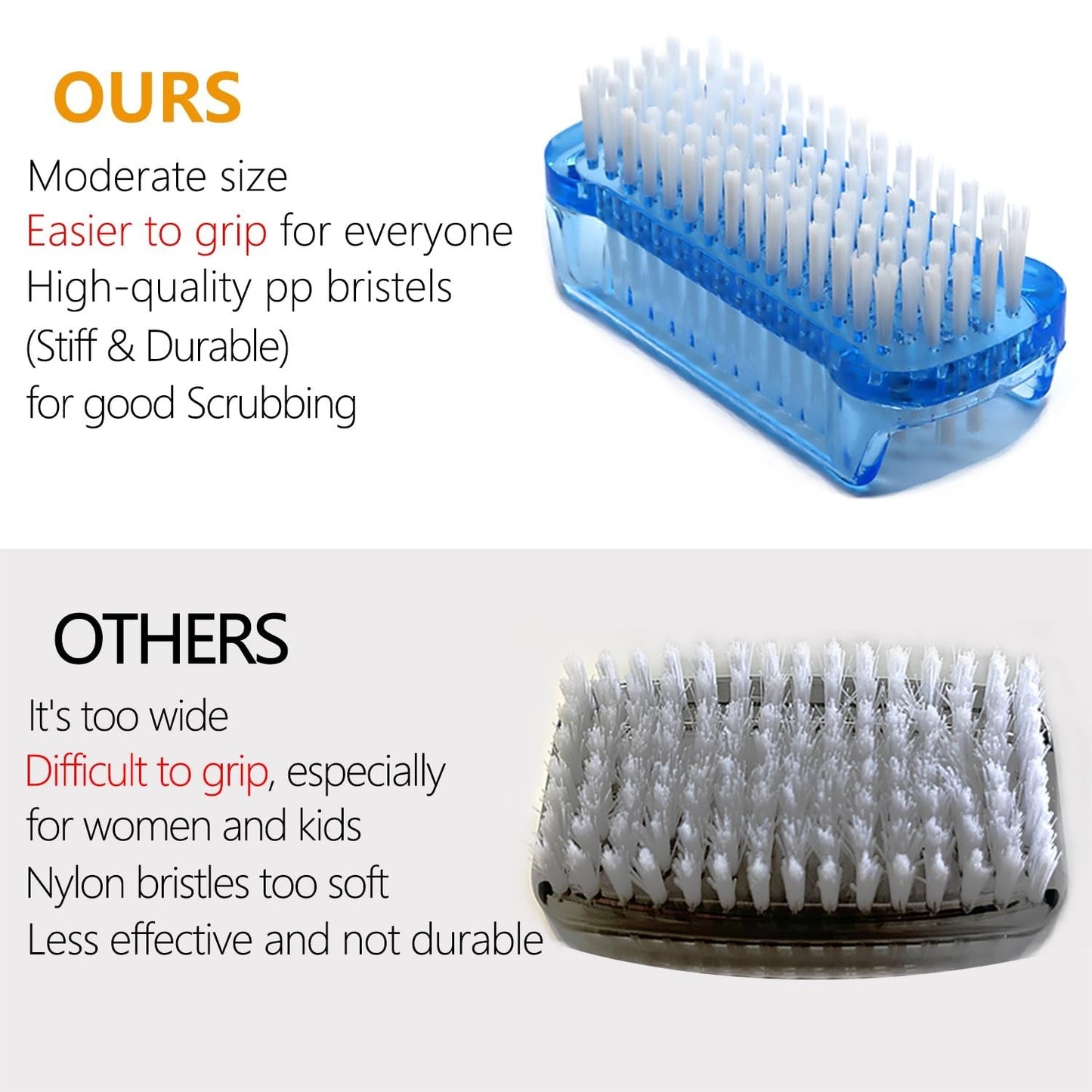 Two-Sided Nail Brush Set with Soft & Stiff Bristles, 4 Pack