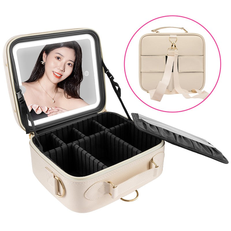 Portable Makeup Bag with LED Mirror Waterproof Travel Organizer
