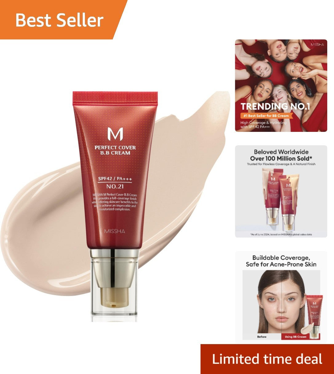 Moisturizing BB Cream No.21 Light Beige SPF 42 Full Coverage Makeup & Skincare
