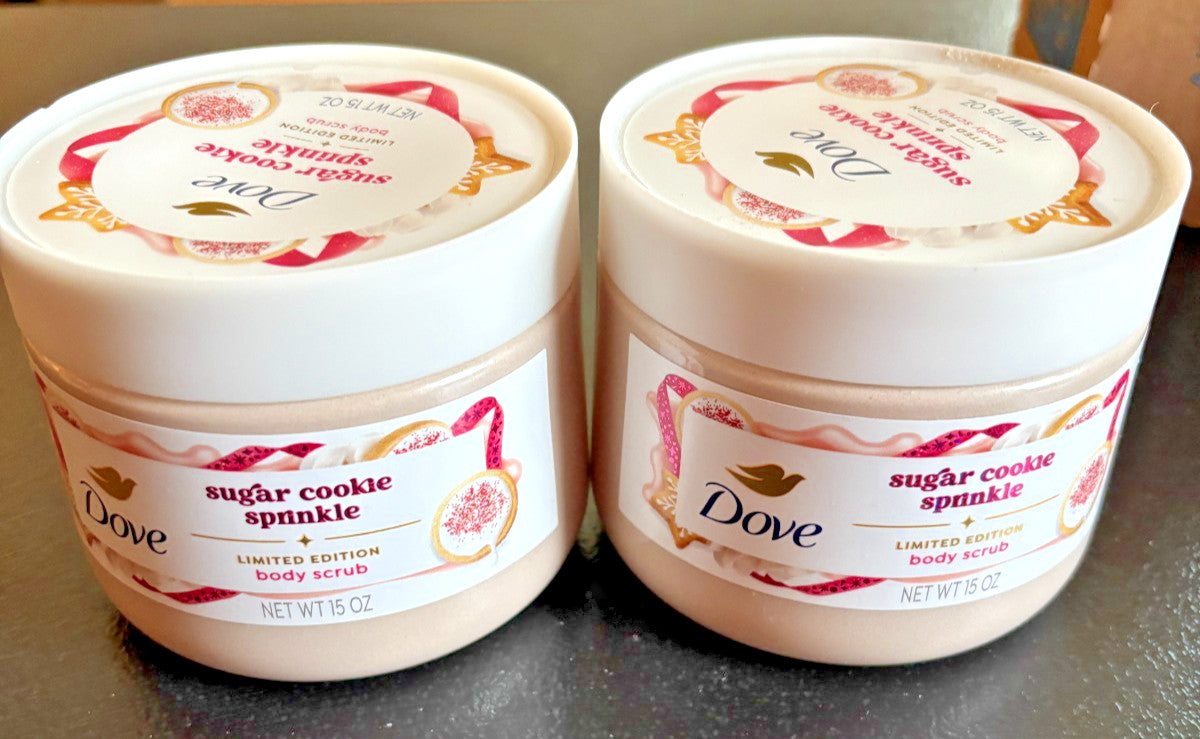 (2) Dove Sugar Cookie Sprinkle Body Scrub Limited Edition Holiday