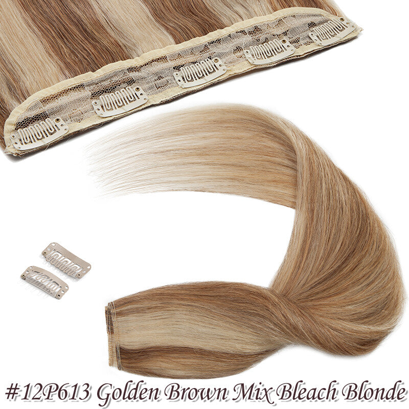 One Piece Clip-In Hair Extensions 100% Human Remy Full Head Thick Set