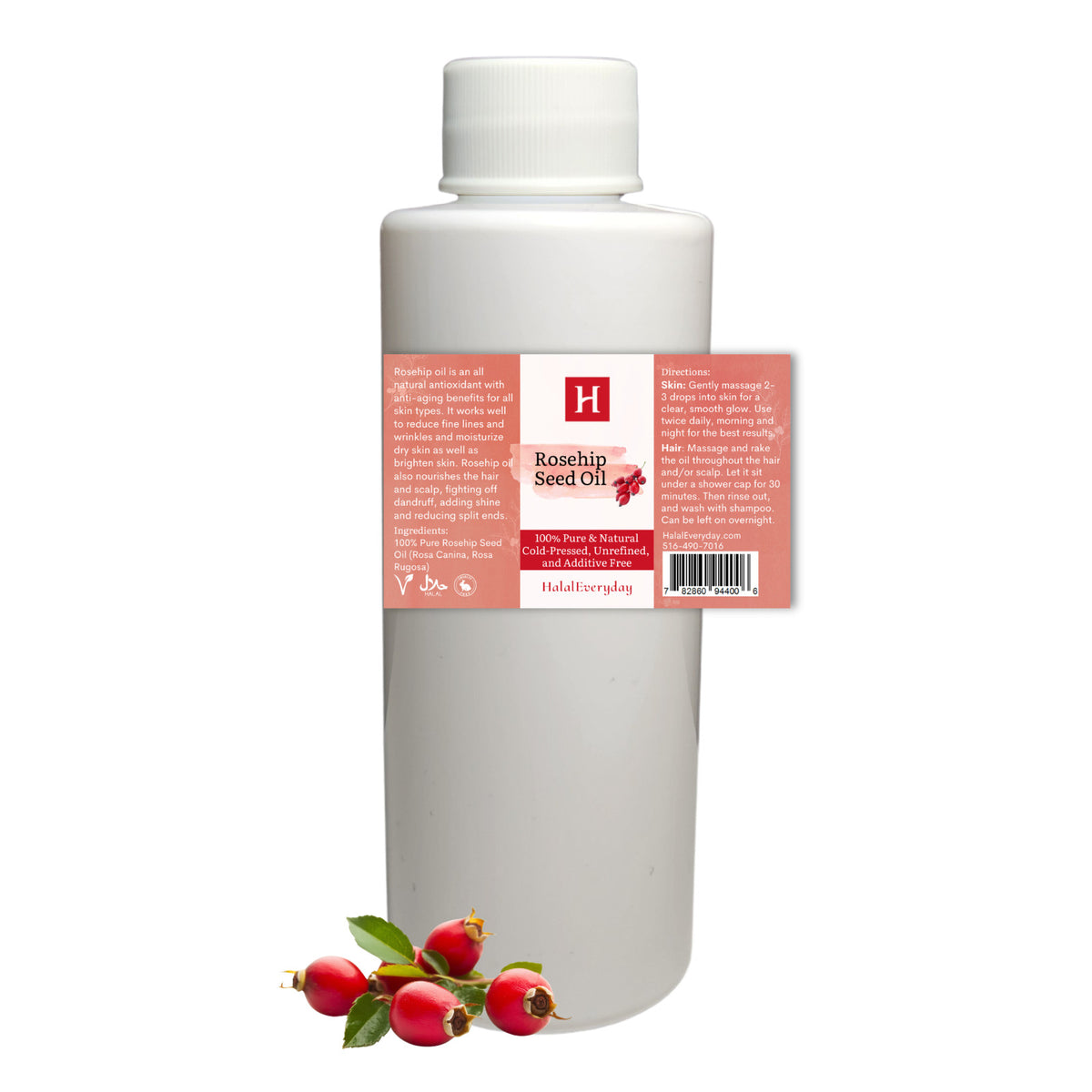 Pure Organic Rosehip Oil - Cold Pressed Unrefined Natural Skin & Hair Oil