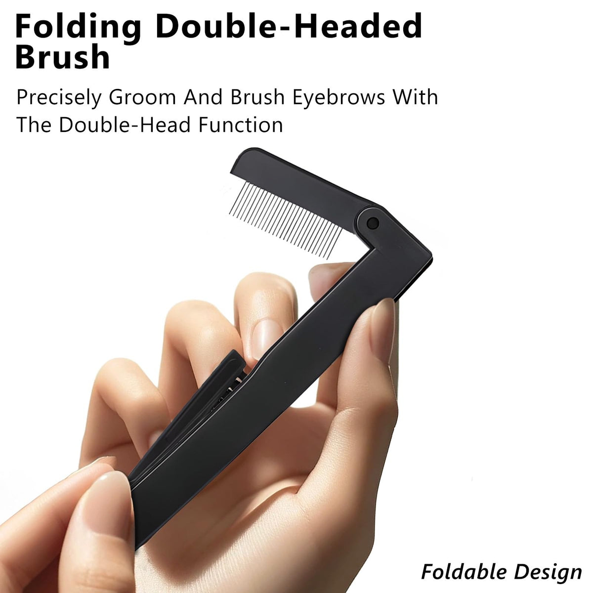 Dual-Sided Folding Mascara and Eyebrow Grooming Brush | Lash Separator & Brow Comb