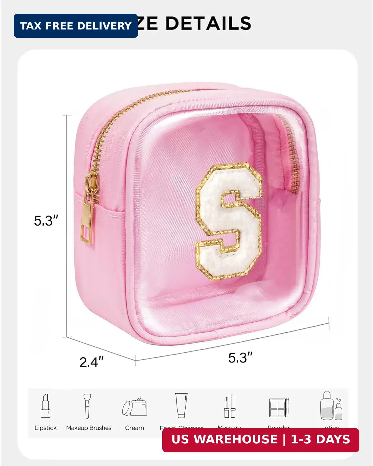 Cute Cosmetic Bag for Teen Girls - Travel Makeup Organizer with Initial Personalization