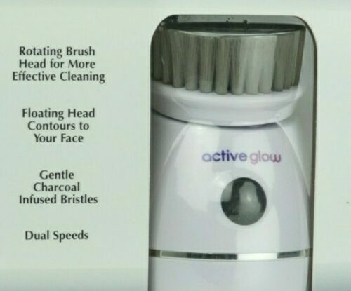 New in Box Active Glow Facial Cleansing Brush With Activated Charcoal