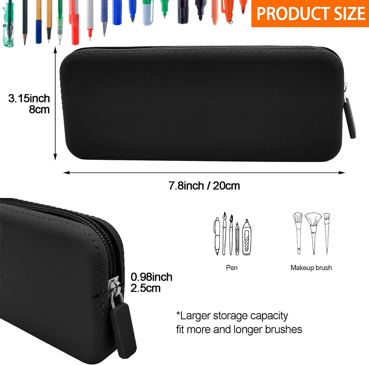 Silicone Waterproof Pencil Case - Multifunctional Cosmetic Bag for Travel