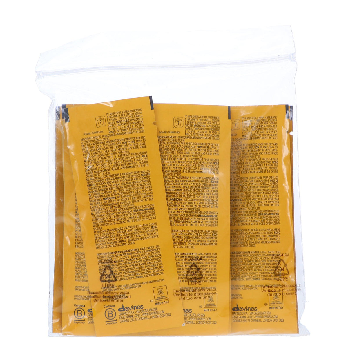 Vegetarian Hair Mask Sachet 12 Pack - Deep Conditioning Hair Treatment