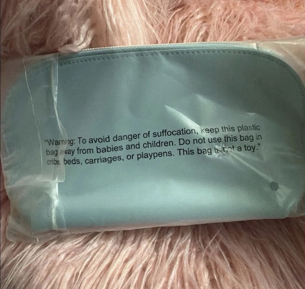 Light Blue Cosmetic Bag for Travel & Makeup Storage