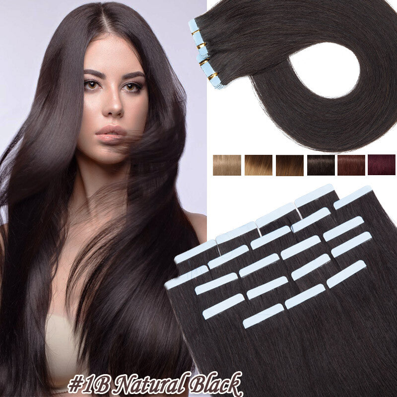 Full Head Skin Weft Tape-In Hair Extensions - Remy Human Hair, Thick & Natural