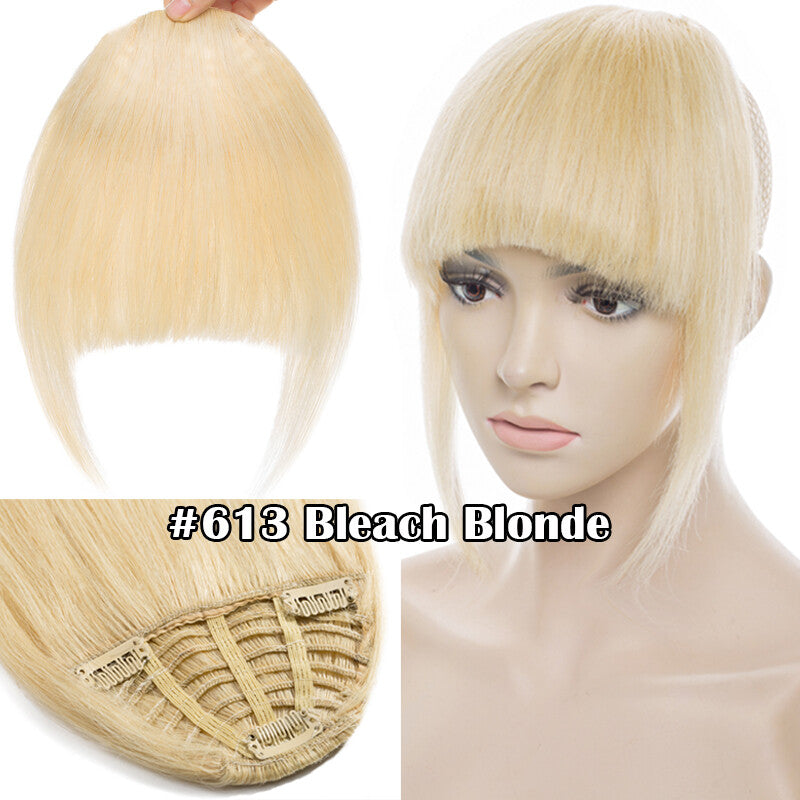 Women Remy Clip-In Hair Extensions Bangs Front Top Piece - Blonde & Dark Colors