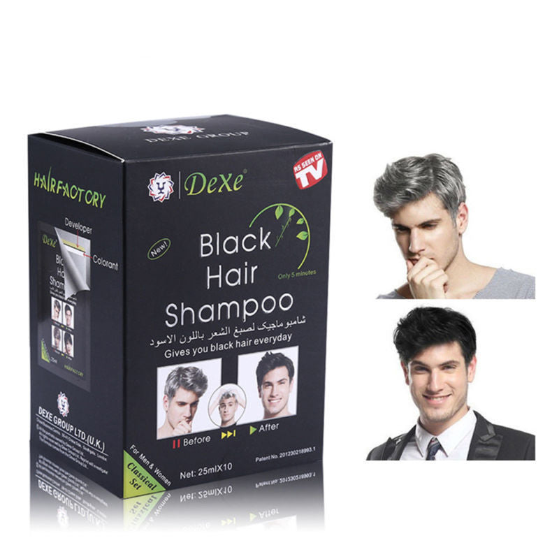 Black Hair Shampoo - 10 Sachets, Herbal Color & Repair