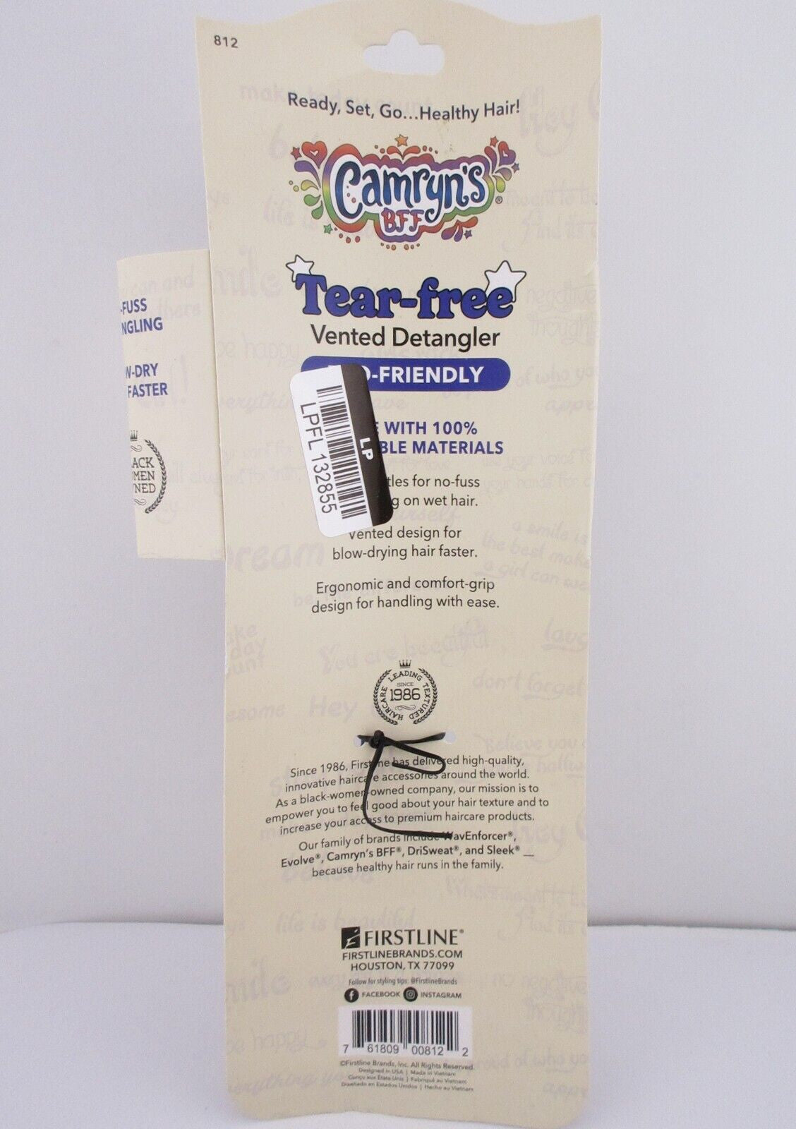 Tear-Free Vented Detangler Hair Brush - Purple, No Pain, No Tangle