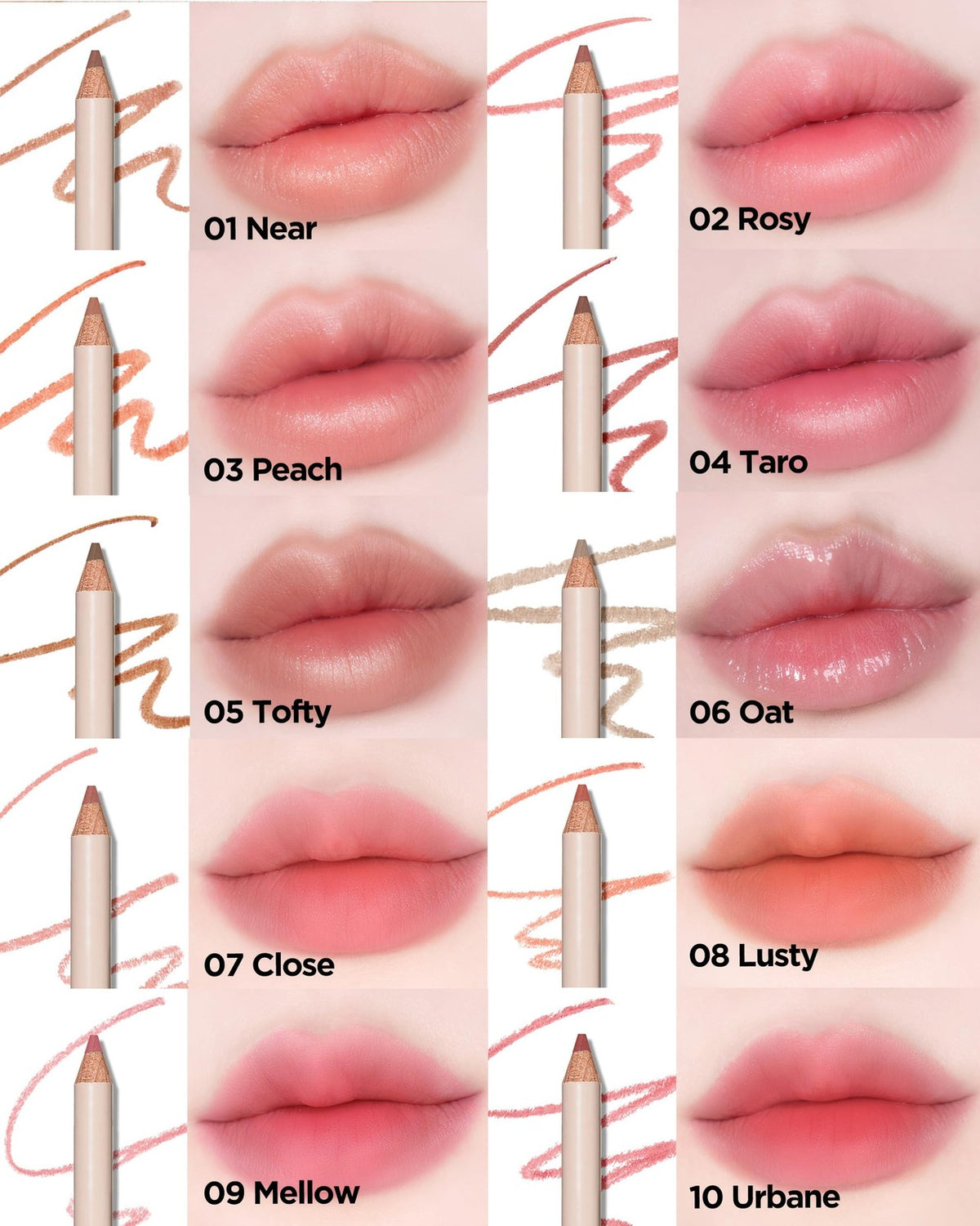 Lip Liner Pencil - Soft Coral, 4mm Slim for Precise Lip Correction