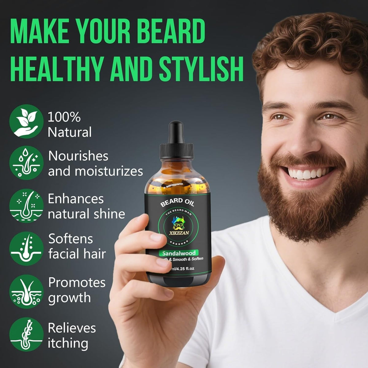 Organic Jojoba & Argan Oil Beard Oil - Nourishing, Softening & Strengthening 4.25 Oz