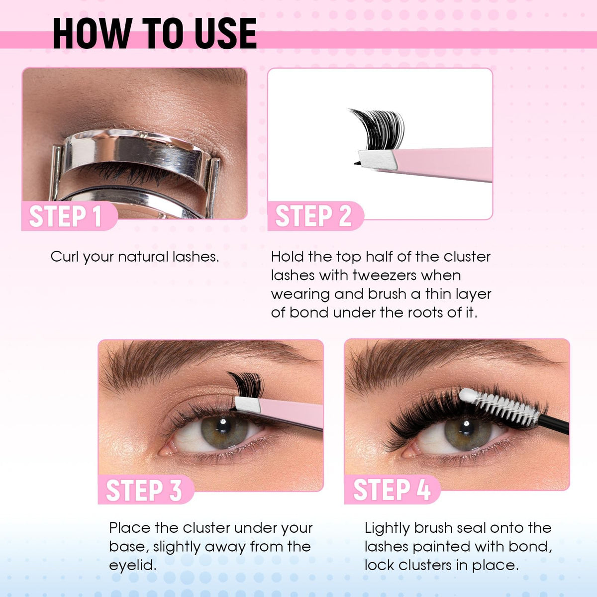 DIY Lash Clusters Kit 80D+100D Natural D Curl Extensions 10-18mm