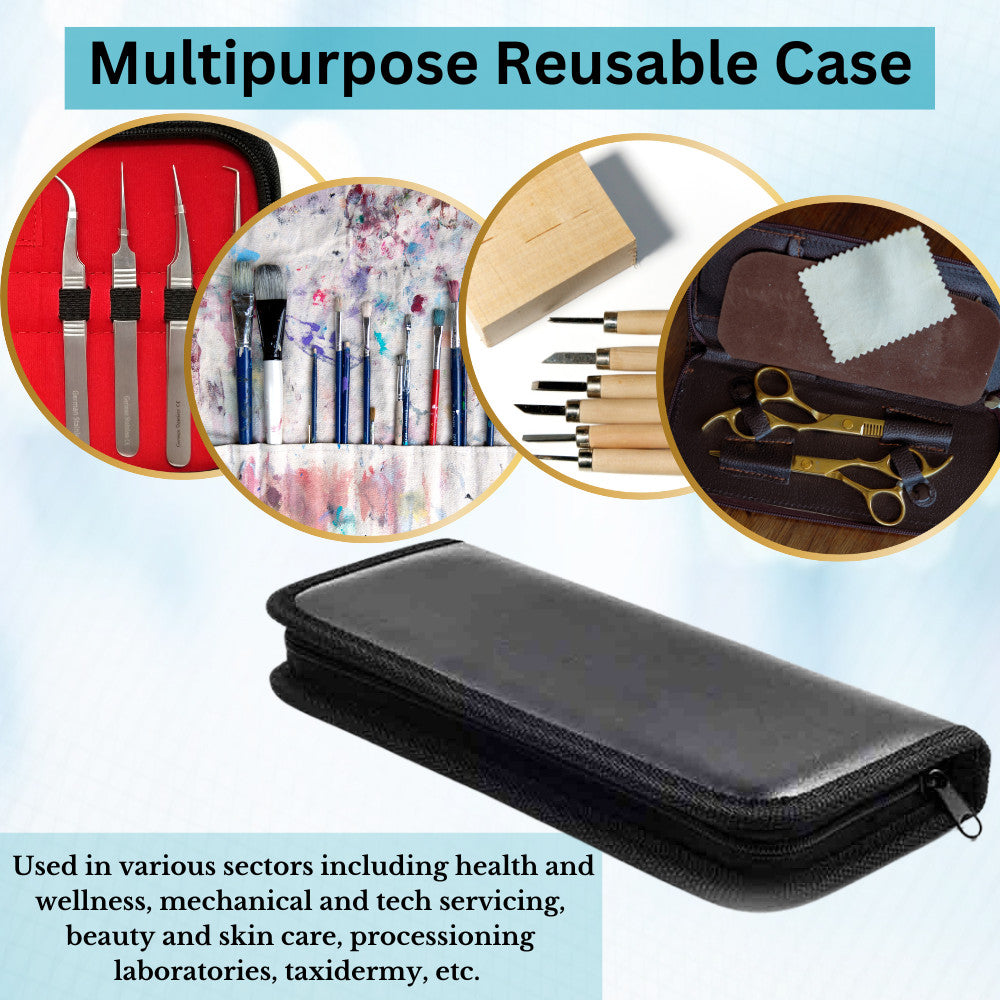 Travel Cosmetic Pouch with 8 Slots & Waterproof Zipper - 7.5x8 Inches