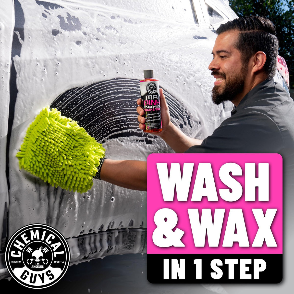 16 Fl Oz Car Wash Foam Shampoo with Wax Polymers - Pink