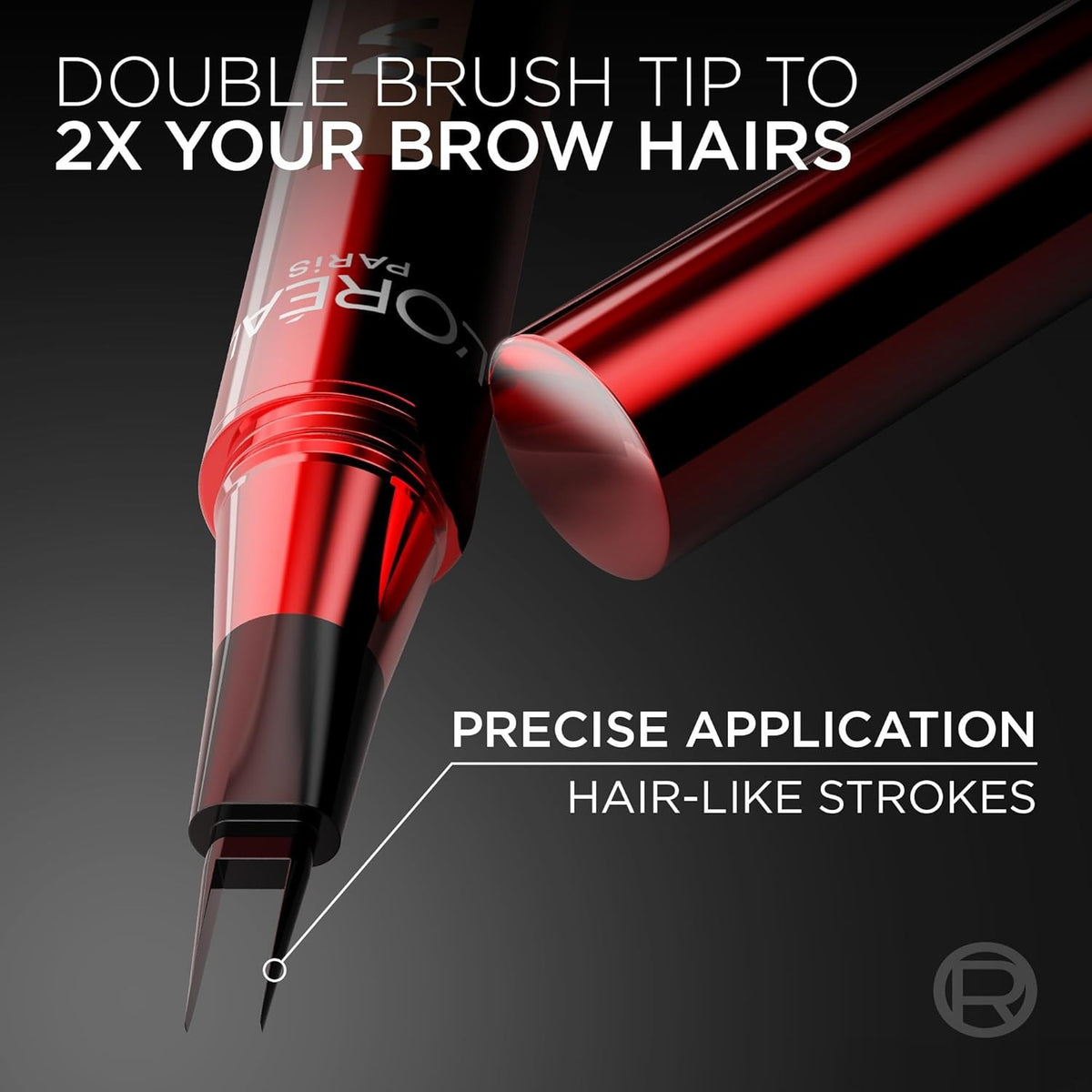 Eyebrow Filling Pen with Double-Brush Tip - Natural Hair-Like Look, Waterproof