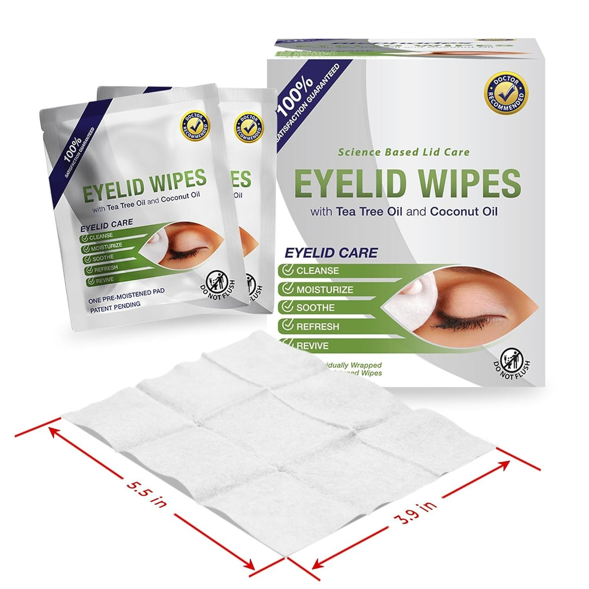 Eyelid Hygiene Wipes - Gentle Cleansing for Eyelids & Lashes, Pack of 3