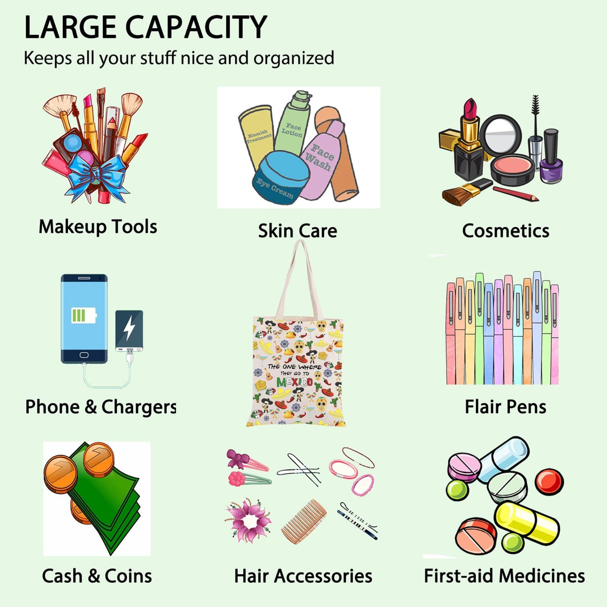 Multi-Function Makeup & Travel Tote Bag - Waterproof Canvas Organizer