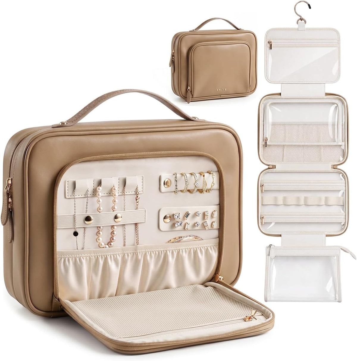 Waterproof Hanging Toiletry Bag for Women with Jewelry Organizer - Travel Makeup Organizer