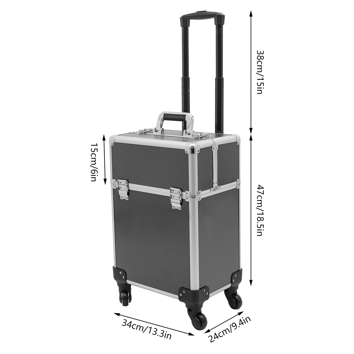 Rolling Makeup Train Case Cosmetic Trolley with Wheels Black