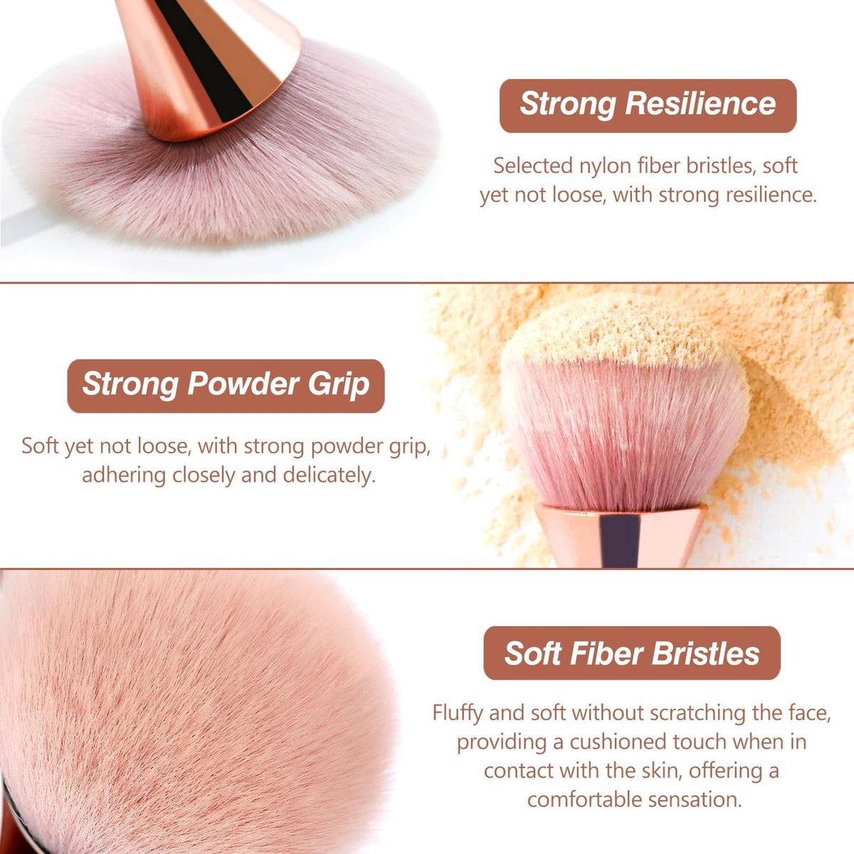Large Mineral Powder Brush Set - 2-Piece Bronzer & Foundation Brushes