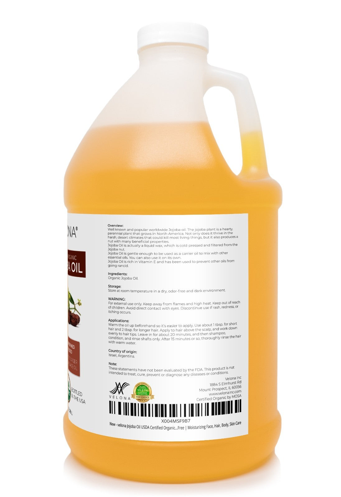 Organic Jojoba Oil 2 Fl Oz - USDA Certified, Cold Pressed, Natural Skin & Hair Care