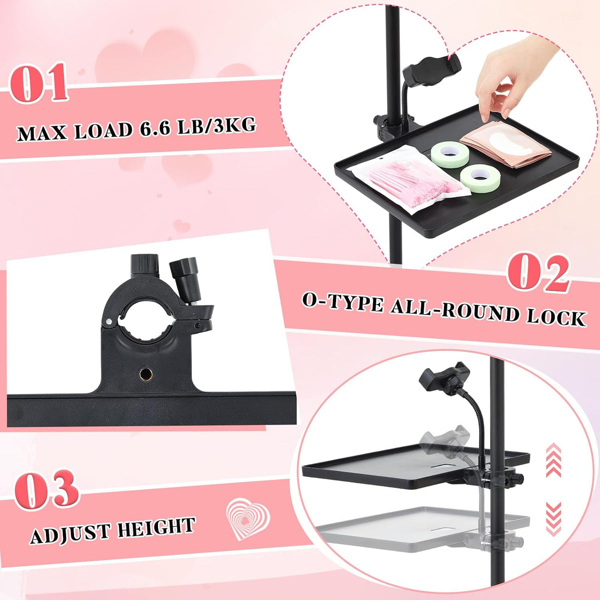 Adjustable Lash Tray Organizer for Lash Trays and Beauty Tools