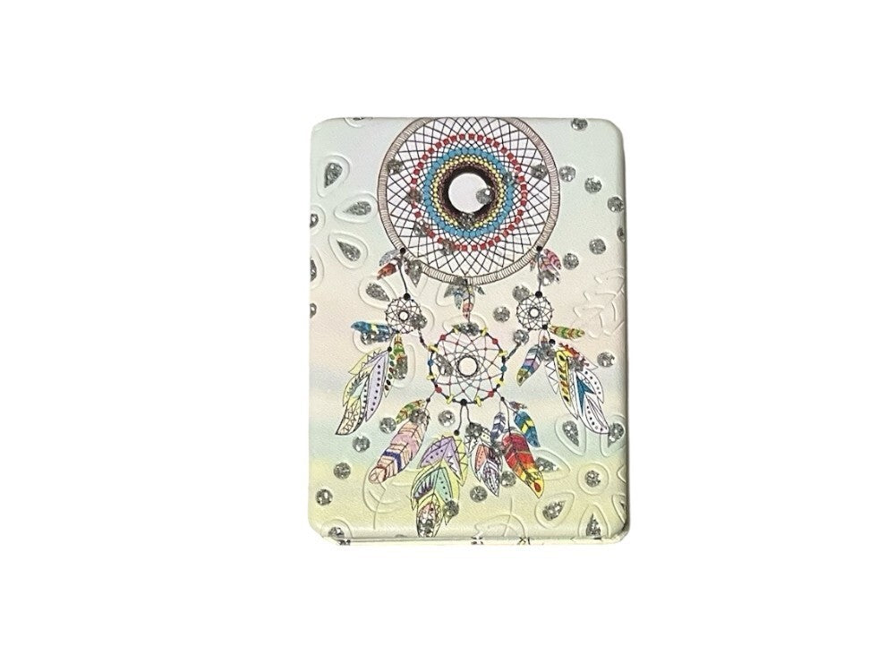 Dreamcatcher Printed Double Compact Mirror with Crystal Stones - Portable Vanity