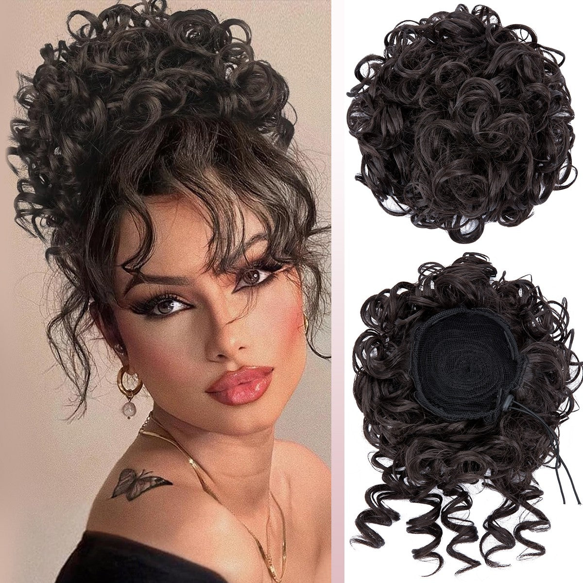 Messy Bun Hair Drawstring Curly Hairpieces for Updos and Thick Hair