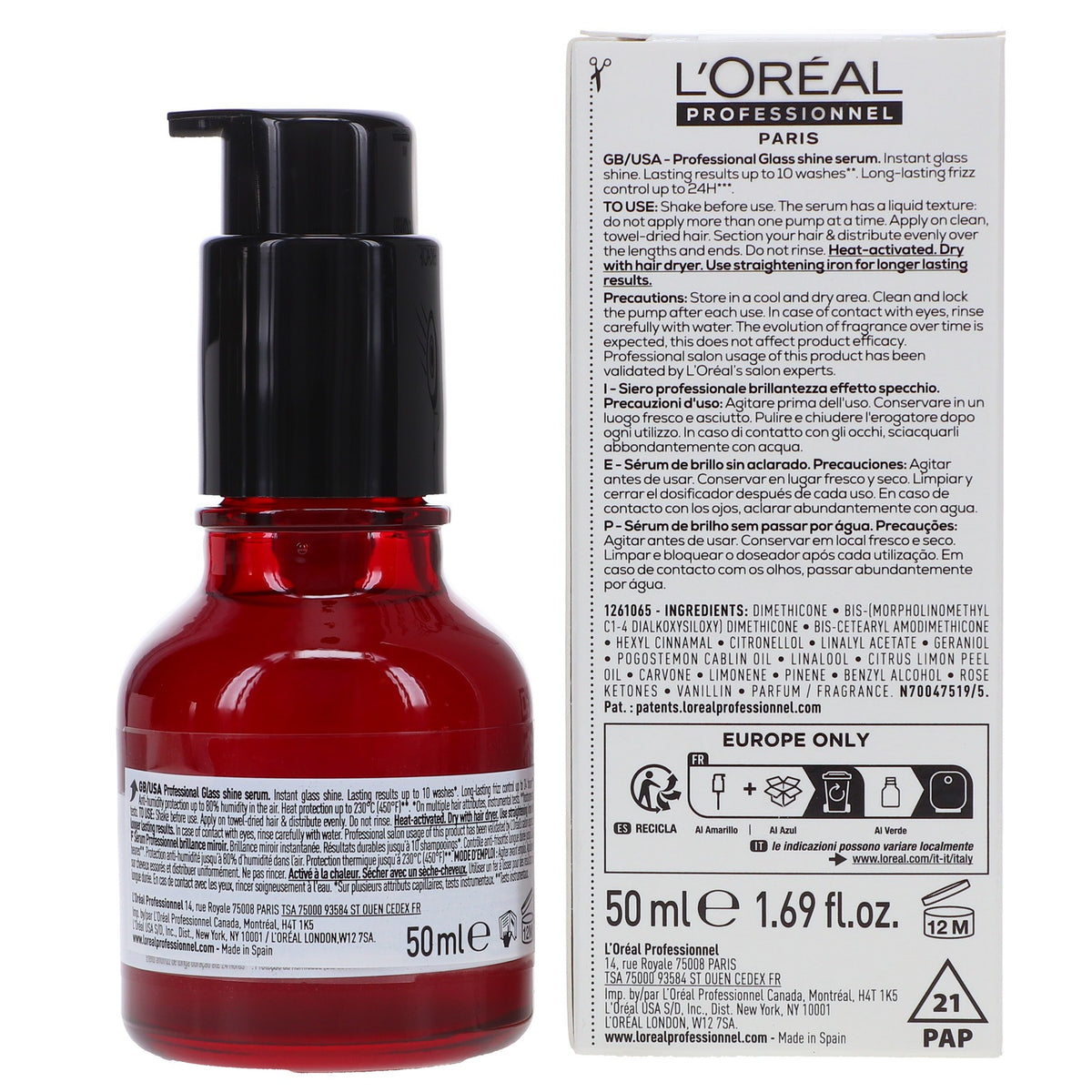 L'Oreal Professionnel Vitamino Color Glass Shine Serum - 1.69 oz for Vibrant, Glossy Hair